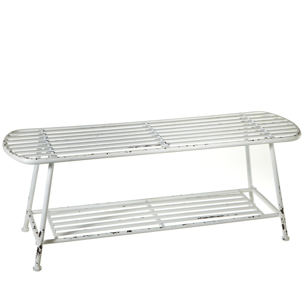 Distressed White Bench