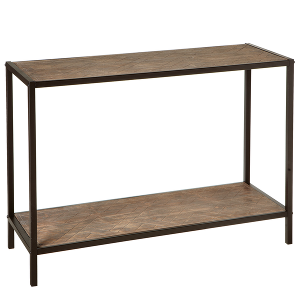 Woven Pattern Wood and Metal Console Table| Rustic Style