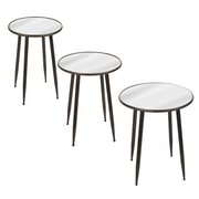Round Mirror Side Table (3 pc. set) 