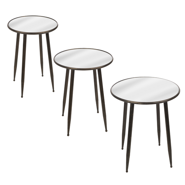 Round Mirror Side Table (3 pc. set) 