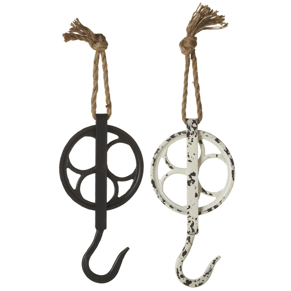 Cast Pulley Cast-iron Wheel Hook|  Perfect for farmhouse, rustic, or industrial-style spaces | ideal for hanging plants, lanterns, or lightweight décor