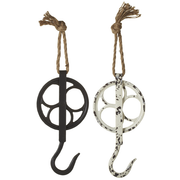 Cast Pulley Cast-iron Wheel Hook|  Perfect for farmhouse, rustic, or industrial-style spaces | ideal for hanging plants, lanterns, or lightweight décor