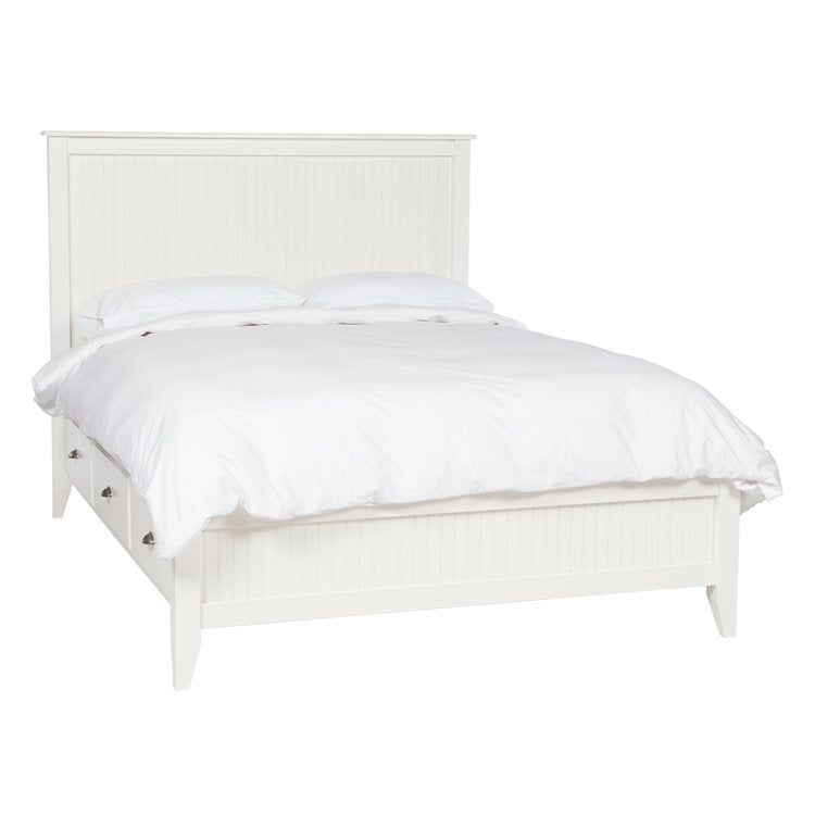 Augusta Cottage Storage Bed with paneled headboard and built-in side drawers in white finish