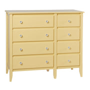 Maine Woodworks 5-drawer chest in marigold yellow featuring two smaller top drawers and round knobs