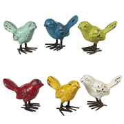 Mini Castiron Birds | mint, blue, green, red, yellow, and white—each perched with sturdy metal feet. Perfect for shelves, windowsills, garden displays,