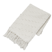 Natural Woven Diagonal Fringe Throw | Perfect for layering over a sofa, bed, or accent chair, it adds comfort and casual elegance to any setting.