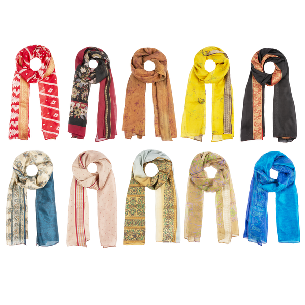 Reclaimed Sari Silk Scarf | sustainable, handcrafted made with upcycled fabric