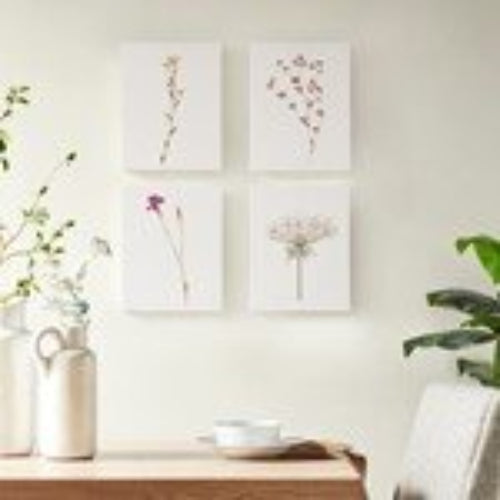 Petite Linen Floral Prints | minimalistic floral design on a linen-textured background