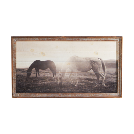 Framed Slat Horses at Sunset Wall Decor | perfect for farmhouse, western, or nature-inspired interiors